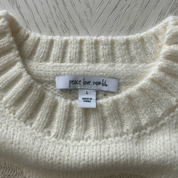 Peace Love World Cream Sweater with Love Motif - Picture 3 of 4